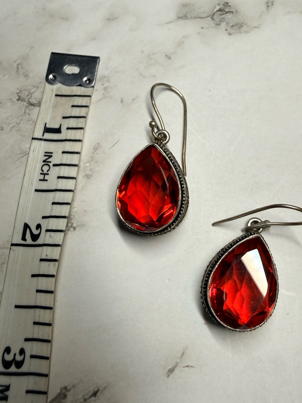 Red Garnet Teardrop Drop Earrings - Classic Women Jewelry